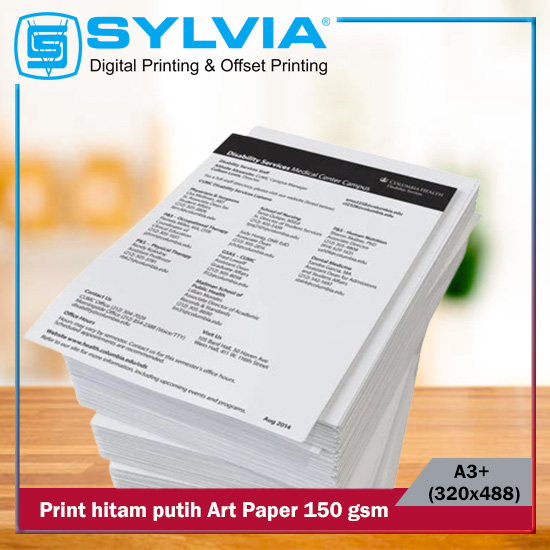 Print hitam putih Art Paper 150 gsm A3+ (320x488)