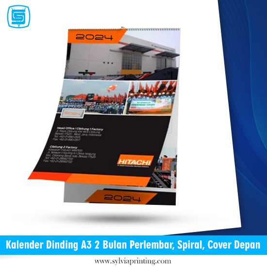 Kalender Dinding A3 2 Bulan Perlembar 260Gsm + Cover Depan & Spiral